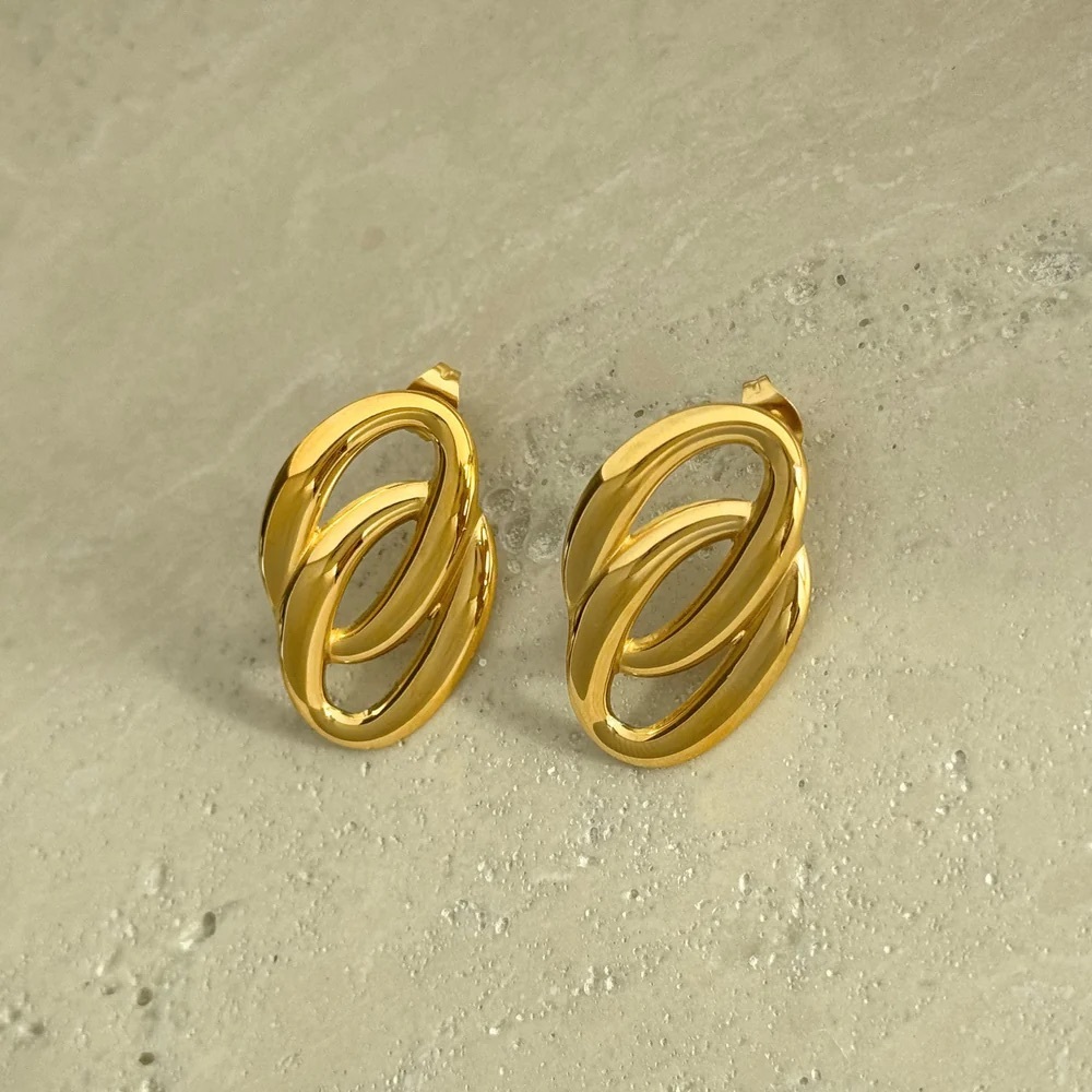 24K Gold Double Loop Earrings*Blair Earrings*Lightweight Earrings*Waterproof